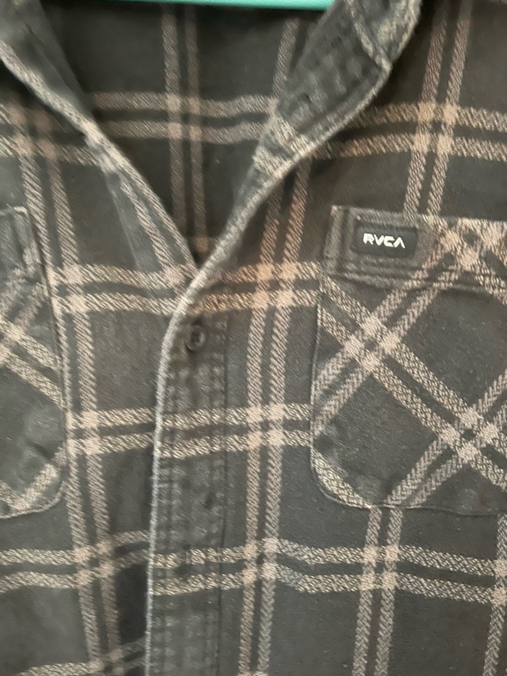 RVCA faded Black  Plaid Button-Down Shirt